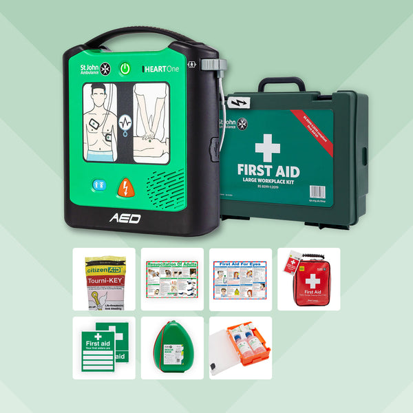 Retail First Aid Bundle + St John Ambulance Heart Two Defibrillator
