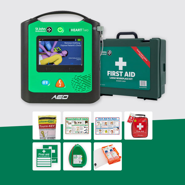Retail First Aid Bundle + St John Ambulance Heart Two Defibrillator