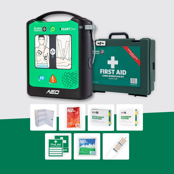 Schools First Aid Bundle + St John Ambulance Heart One Defibrillator