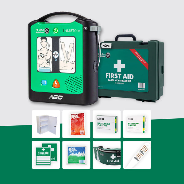 Schools First Aid Bundle + St John Ambulance Heart One Defibrillator