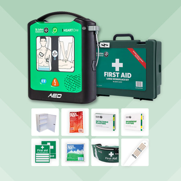 Schools First Aid Bundle + St John Ambulance Heart One Defibrillator