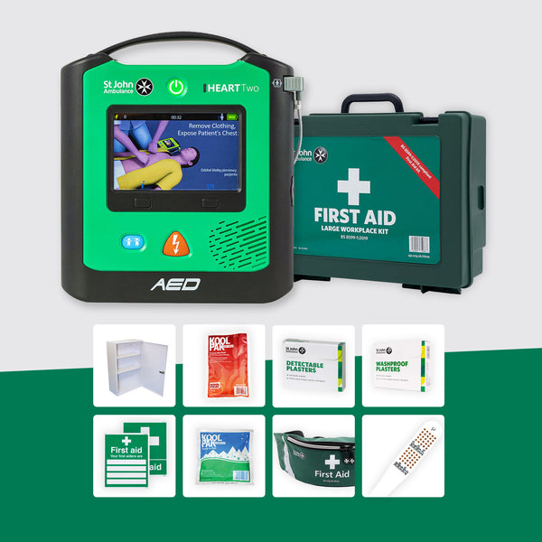 Schools First Aid Bundle + St John Ambulance Heart Two Defibrillator
