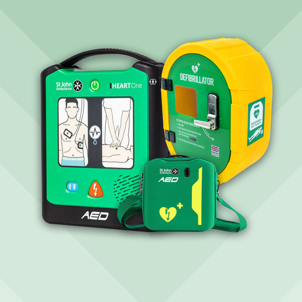 HEART One Semi Automatic Defibrillator Bundle with External Unlocked Cabinet