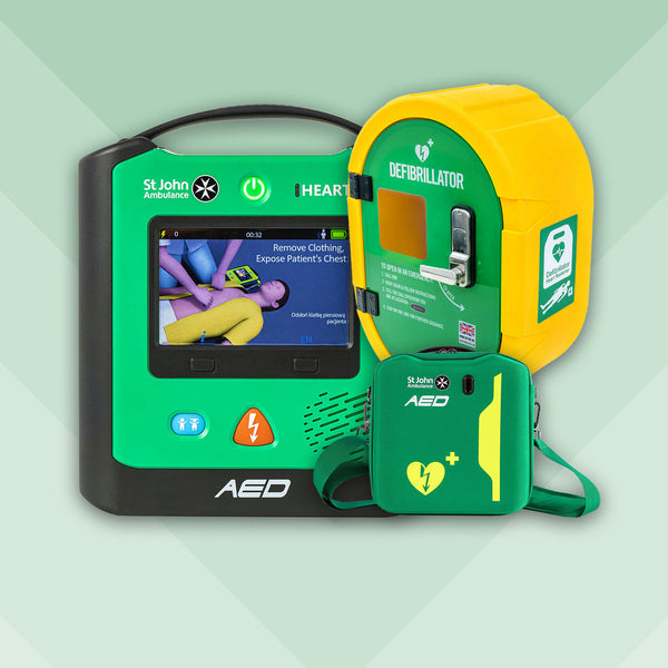 HEART Two Semi Automatic Defibrillator Bundle with External Unlocked Cabinet
