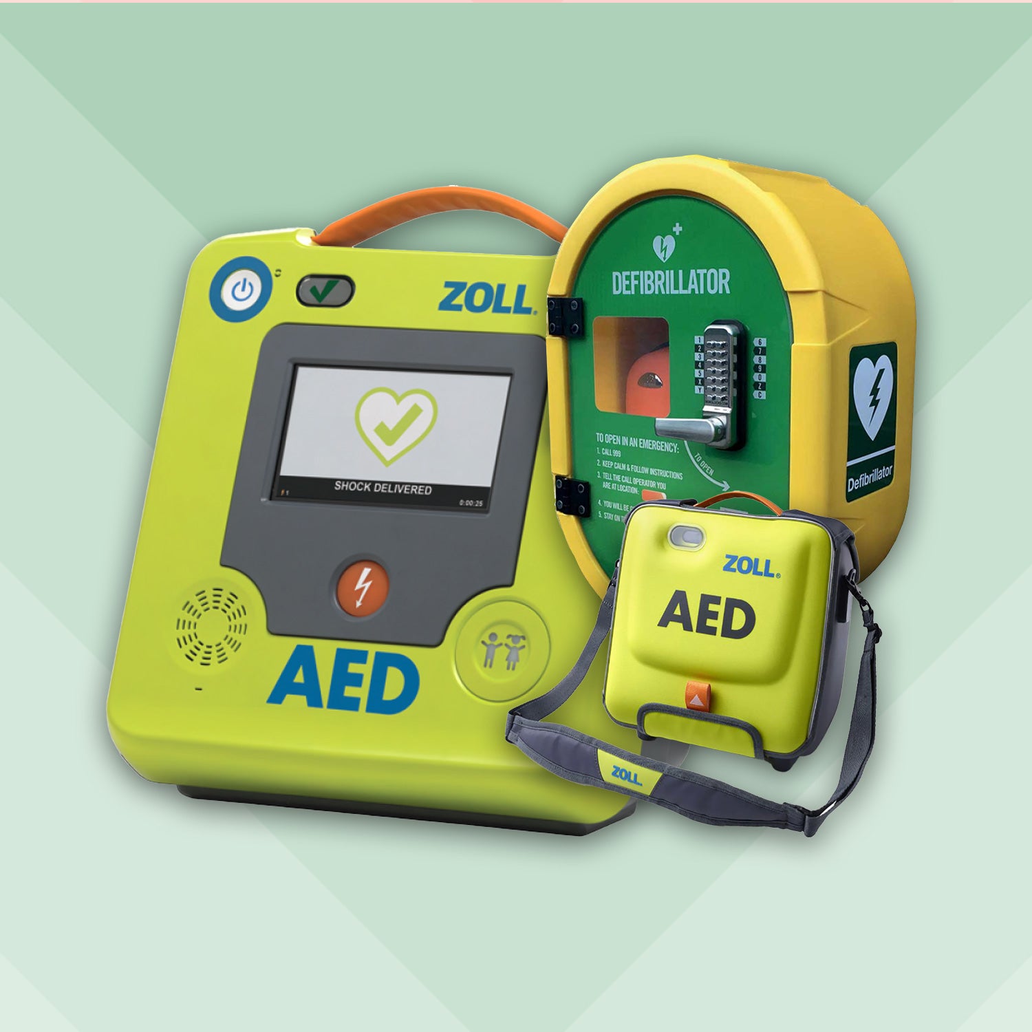ZOLL AED 3 Semi Automatic Defibrillator Bundle with External Locked Cabinet