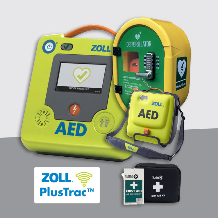 ZOLL AED 3 Semi Automatic Defibrillator Premium Bundle with External Locked Cabinet