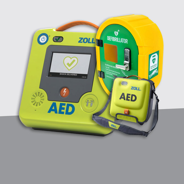 ZOLL AED 3 Semi Automatic Defibrillator Bundle with External Unlocked Cabinet