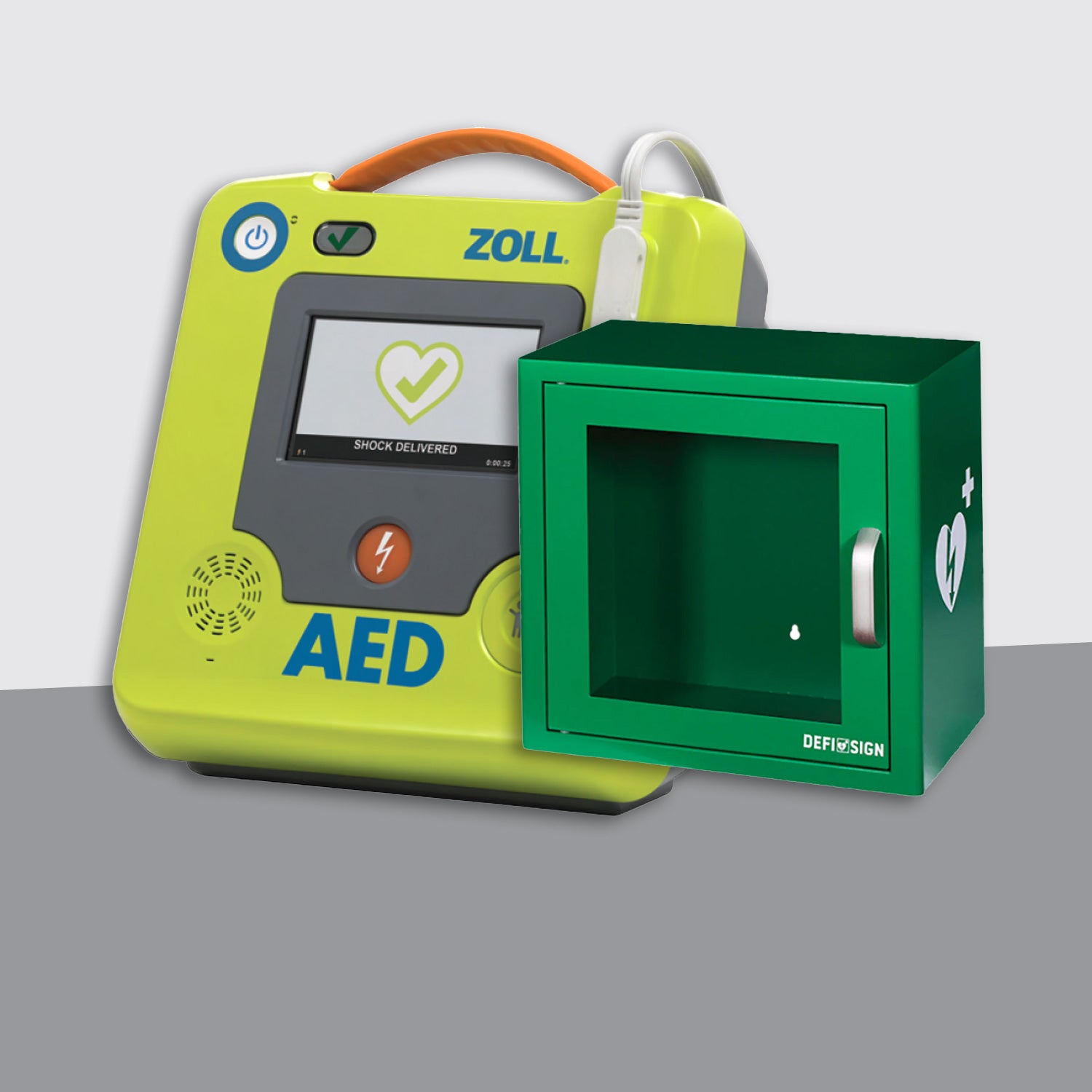 ZOLL AED 3 Semi Automatic Defibrillator Bundle with Alarmed Internal Cabinet
