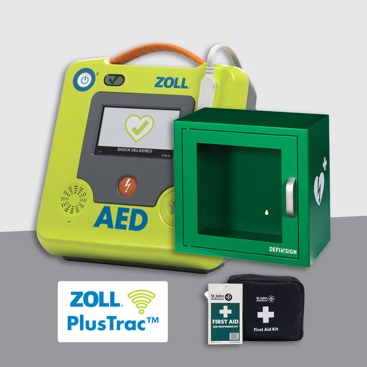 ZOLL AED 3 Semi Automatic Defibrillator Premium Bundle with Alarmed Internal Cabinet