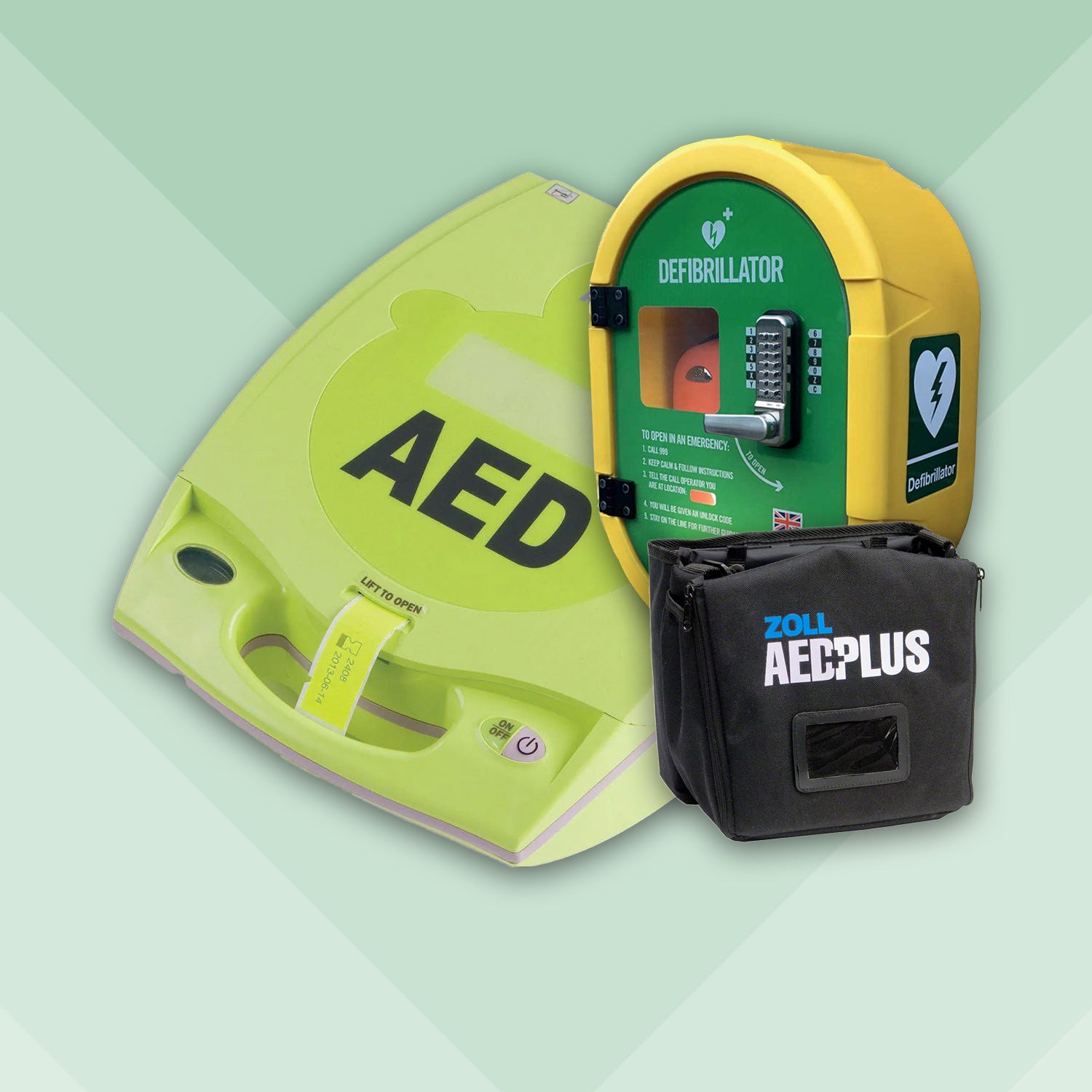 ZOLL AED PLUS Fully Automatic Defibrillator Bundle with External Locked Cabinet