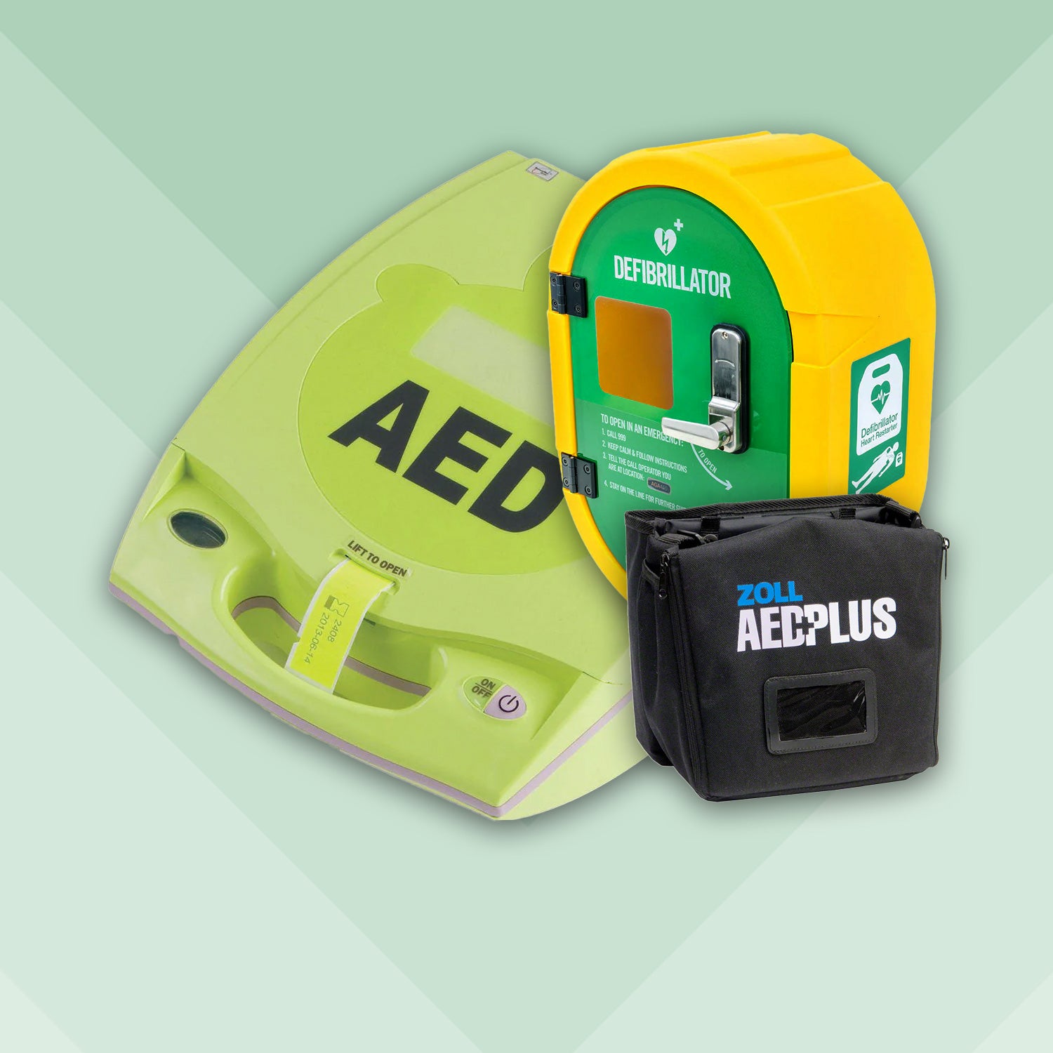ZOLL AED PLUS Fully Automatic Defibrillator Bundle with External Unlocked Cabinet