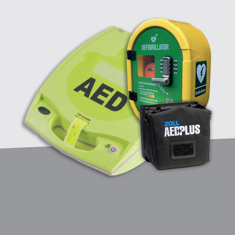 ZOLL AED PLUS Fully Automatic Defibrillator Bundle with External Locked Cabinet