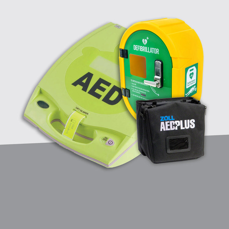 ZOLL AED PLUS Fully Automatic Defibrillator Bundle with External Unlocked Cabinet