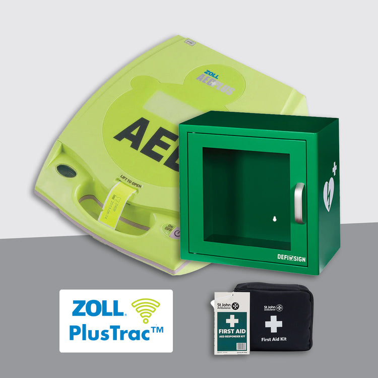 ZOLL AED PLUS Fully Automatic Defibrillator Premium Bundle with Alarmed Internal Cabinet