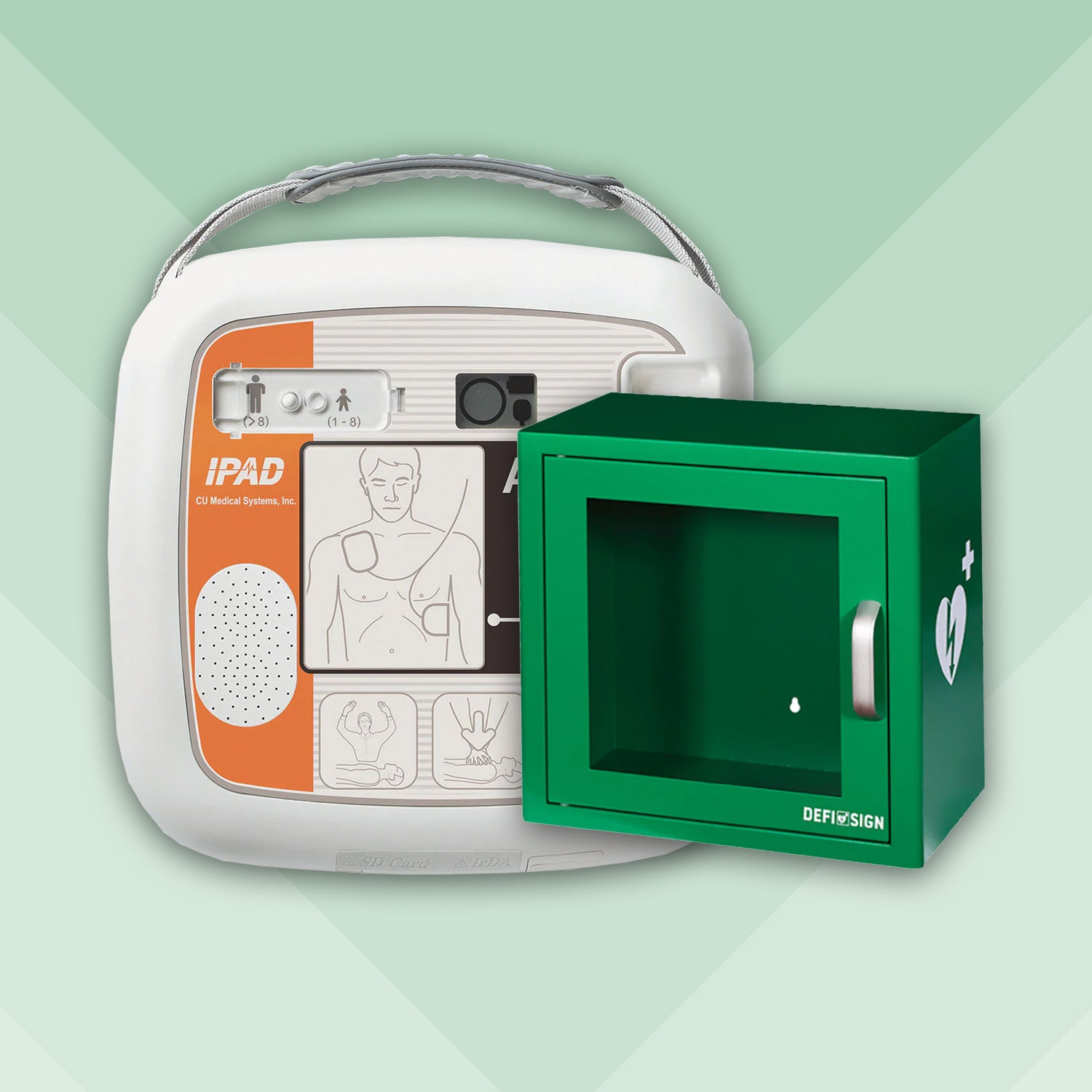 iPAD SP1 Fully Automatic Defibrillator Bundle with Alarmed Internal Cabinet