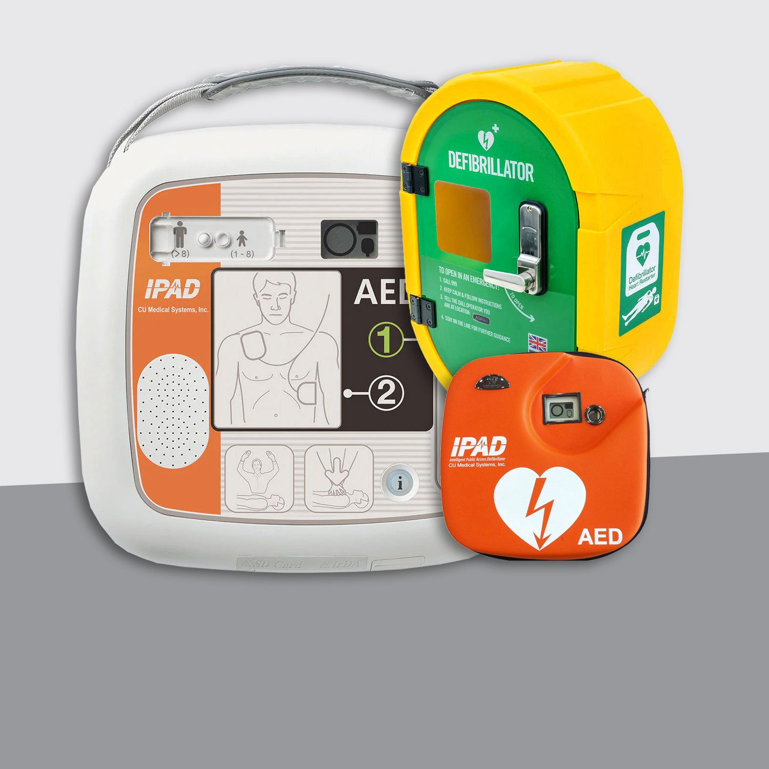 iPAD SP1 Fully Automatic Defibrillator Bundle with External Unlocked Cabinet