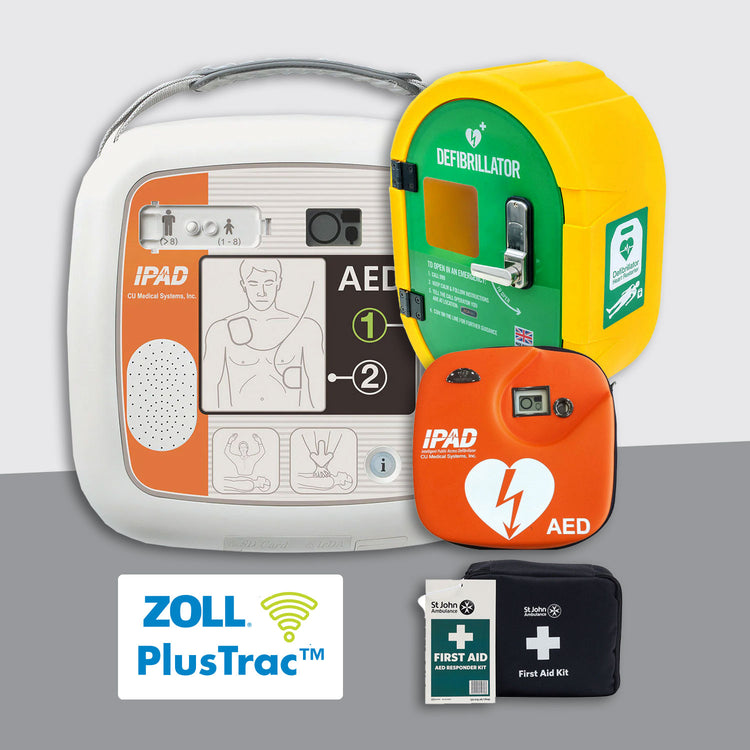 iPAD SP1 Fully Automatic Defibrillator Premium Bundle with External Unlocked Cabinet