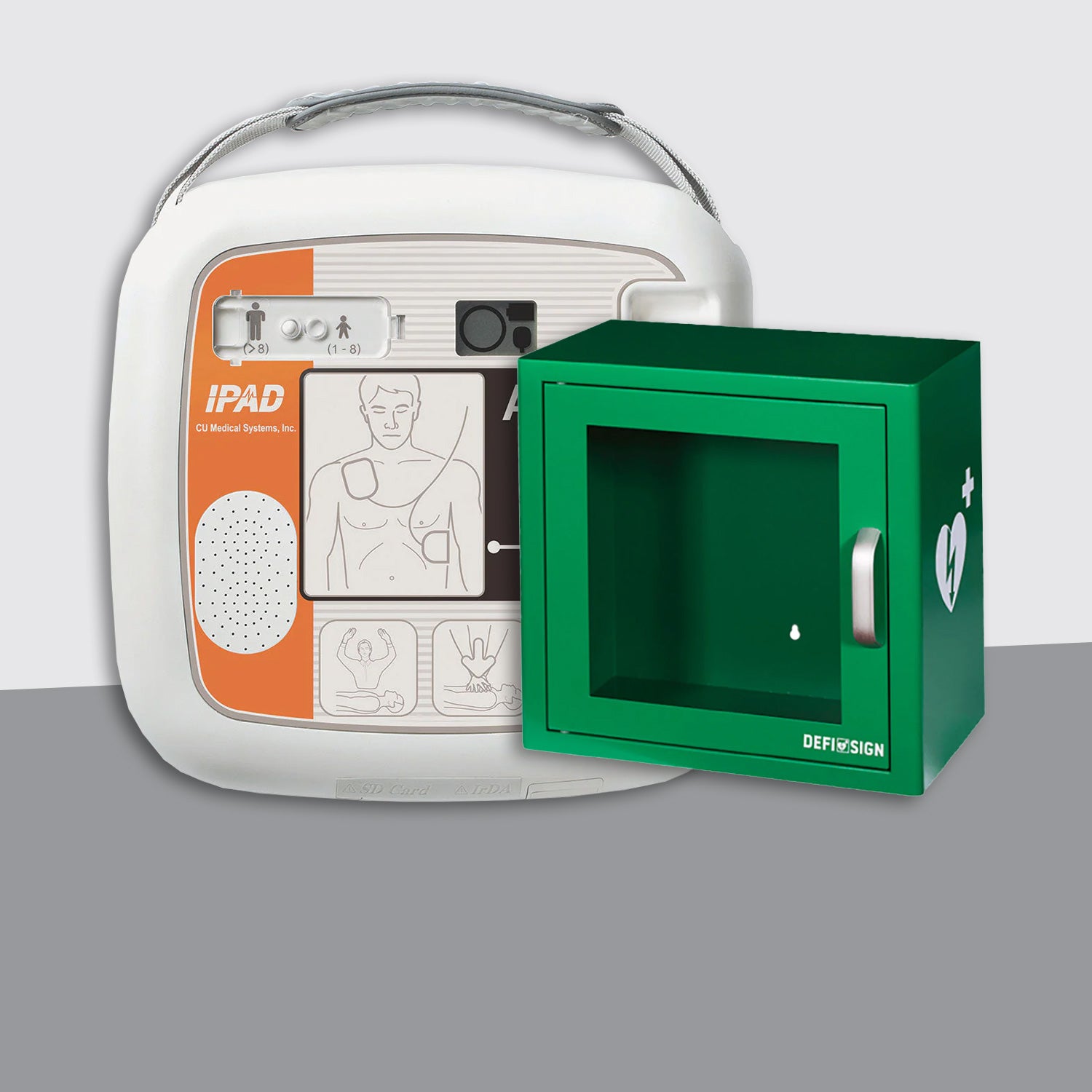 iPAD SP1 Fully Automatic Defibrillator Bundle with Alarmed Internal Cabinet