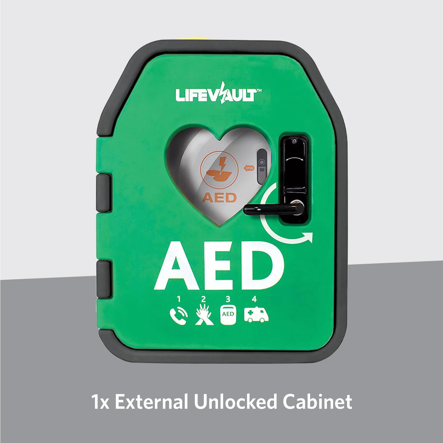 iPAD SP1 Fully Automatic Defibrillator Bundle with LifeVault Unlocked Cabinet